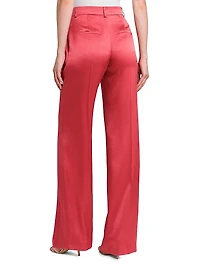 Satin High-Rise Straight-Leg Pants