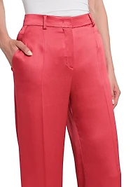 Satin High-Rise Straight-Leg Pants