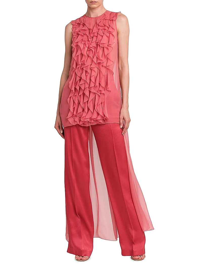 Satin High-Rise Straight-Leg Pants