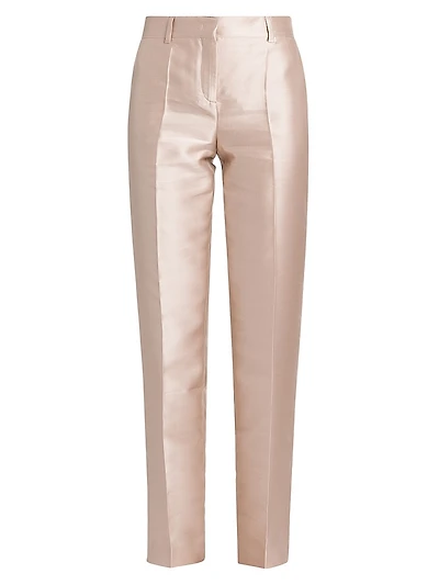 Mikado High-Rise Straight-Leg Pants