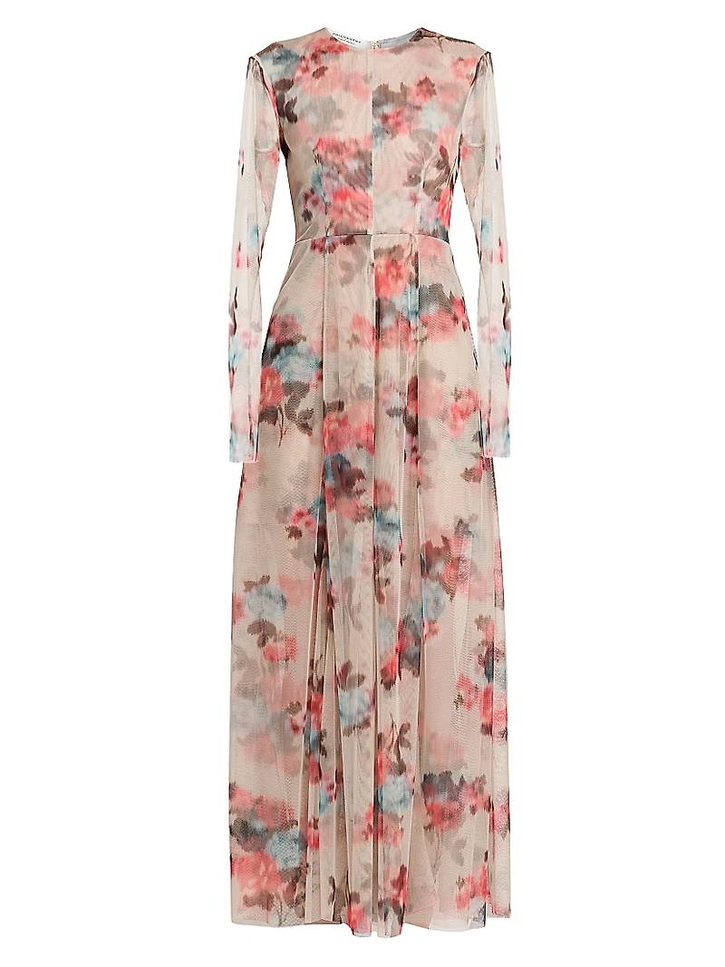 Floral Tulle Fit & Flare Maxi Dress