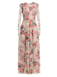 Floral Tulle Fit & Flare Maxi Dress