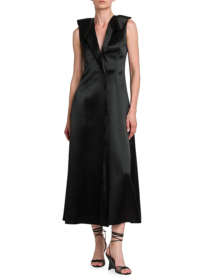 Duchesse Satin Sleeveless Midi-Dress