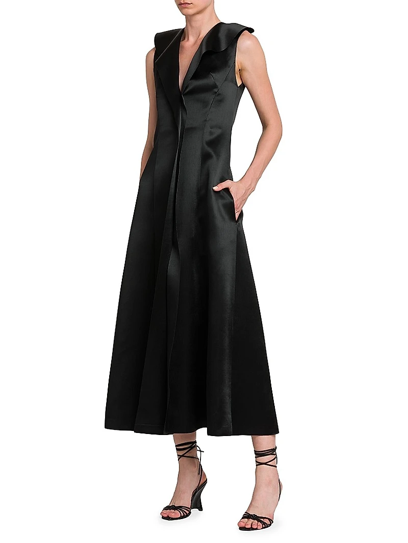 Duchesse Satin Sleeveless Midi-Dress