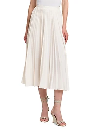 Pleated Crepe Midi-Skirt