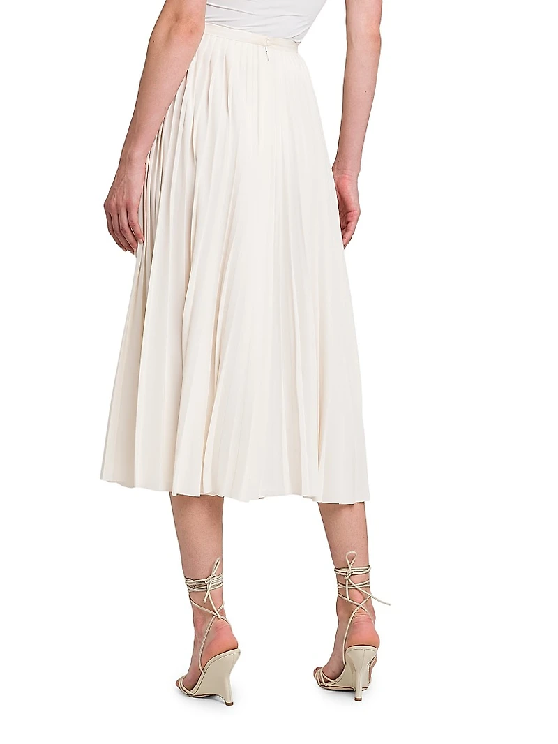 Pleated Crepe Midi-Skirt