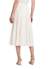 Pleated Crepe Midi-Skirt