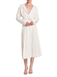Pleated Crepe Midi-Skirt