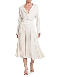 Crepe Surplice-Neck Wrap Blouse