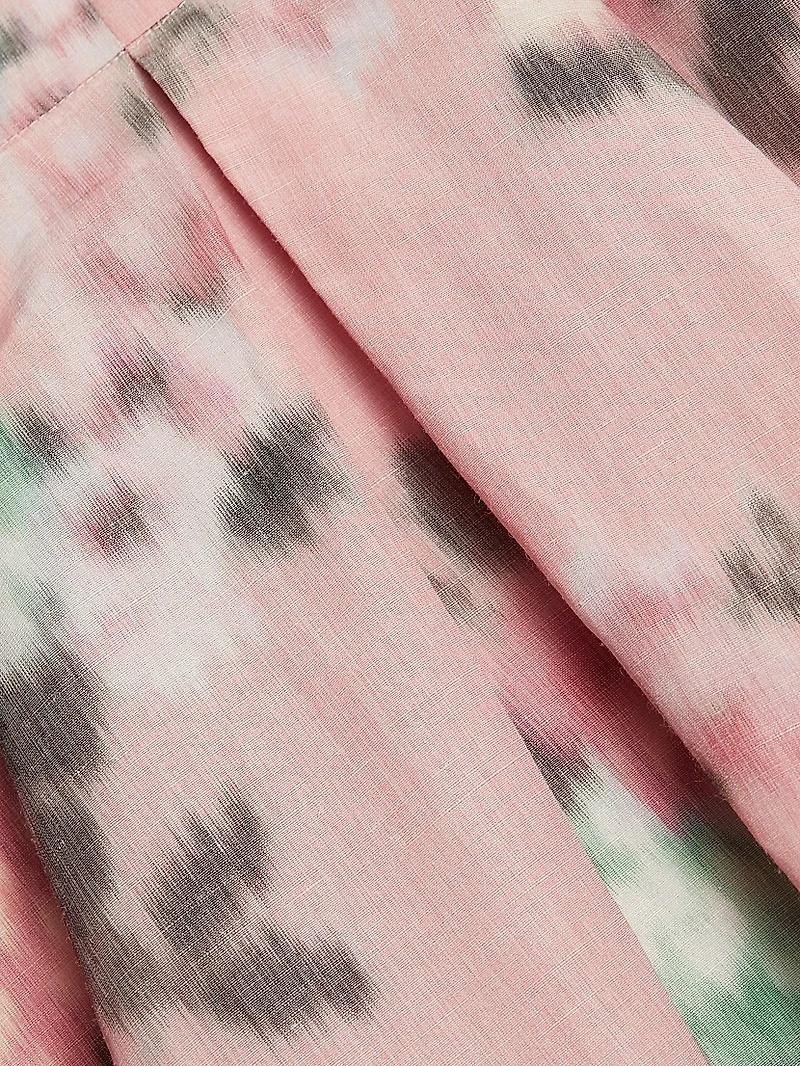 Floral Linen-Blend Cocktail Dress