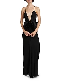 Valeria Plunge Jersey Column Gown