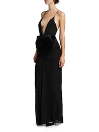Valeria Plunge Jersey Column Gown