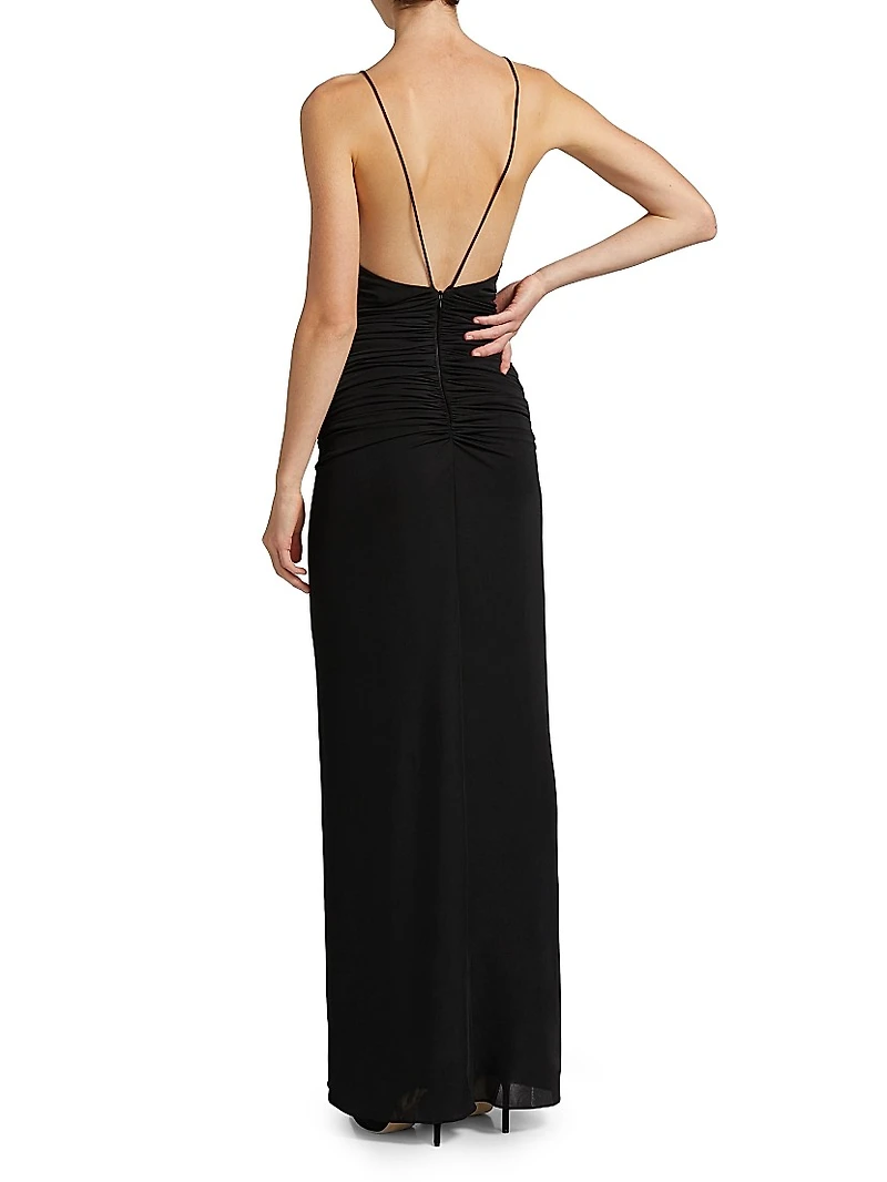 Valeria Plunge Jersey Column Gown