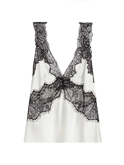Serene Lace-Trimmed Stretch Silk Top