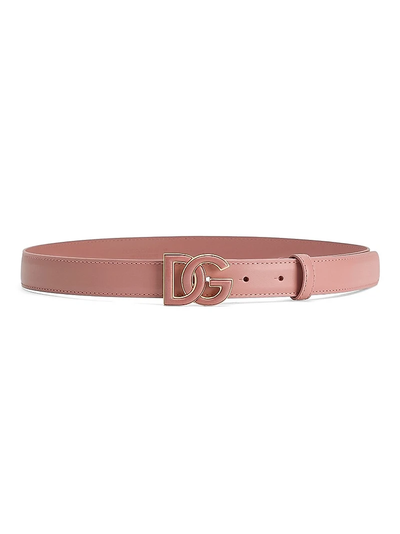 Tonal Leather Logo-Buckle Belt