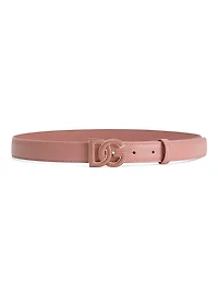 Tonal Leather Logo-Buckle Belt