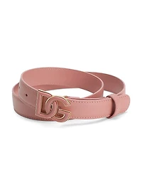 Tonal Leather Logo-Buckle Belt