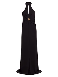 Sandry Crystal-Embellished Halterneck Gown