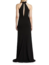 Sandry Crystal-Embellished Halterneck Gown