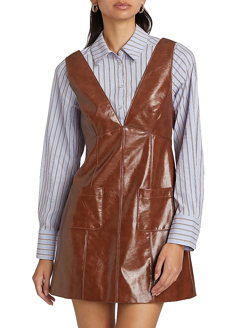 Tade Layered Faux Leather Minidress