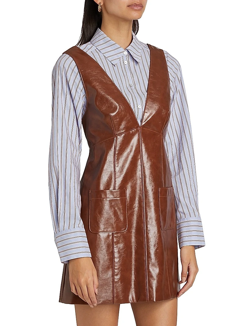 Tade Layered Faux Leather Minidress