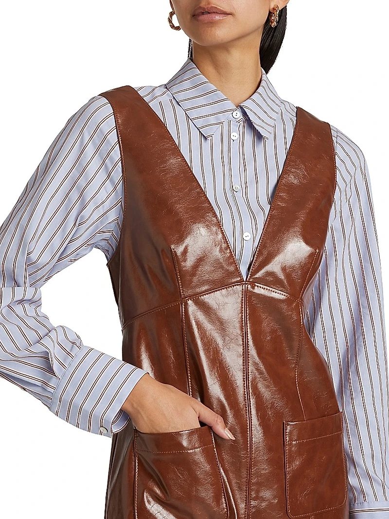 Tade Layered Faux Leather Minidress