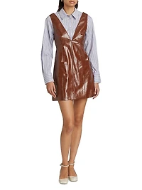 Tade Layered Faux Leather Minidress
