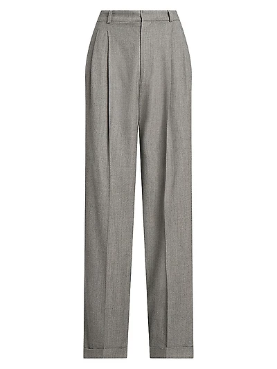 Flannel Wool Straight-Leg Pants