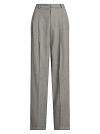 Flannel Wool Straight-Leg Pants