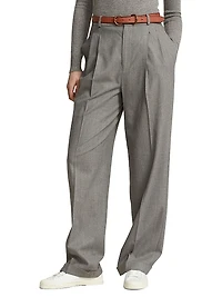 Flannel Wool Straight-Leg Pants