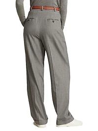 Flannel Wool Straight-Leg Pants