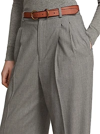 Flannel Wool Straight-Leg Pants
