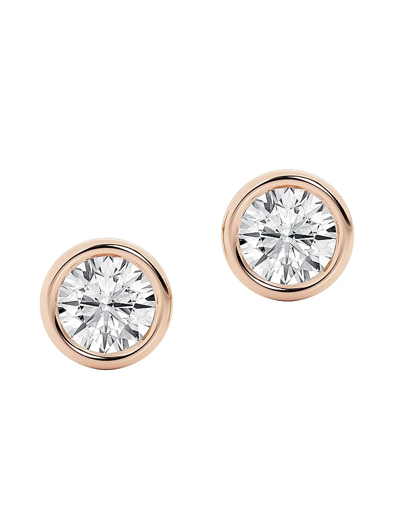 14K Gold & Diamond Bezel Stud Earrings/0.50.6.00 TCW