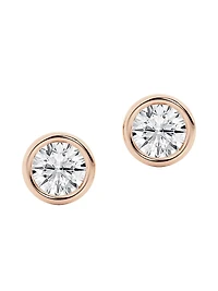 14K Gold & Diamond Bezel Stud Earrings/0.50.6.00 TCW