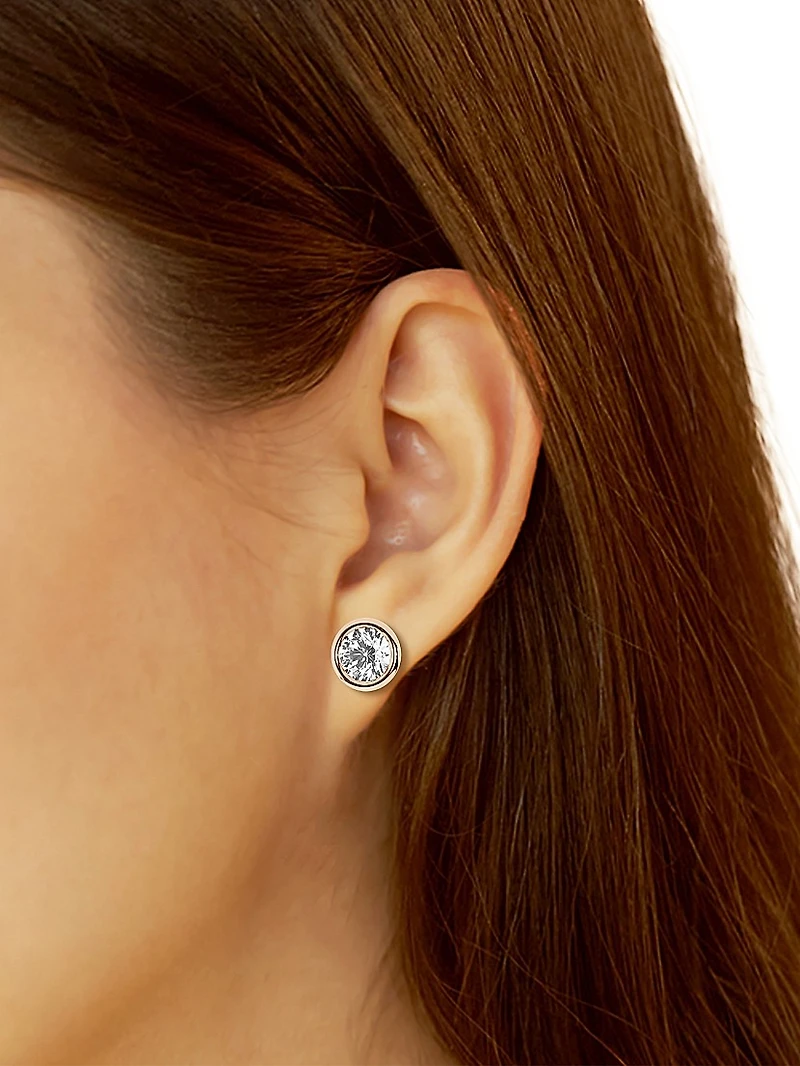 14K Gold & Diamond Bezel Stud Earrings/0.50.6.00 TCW