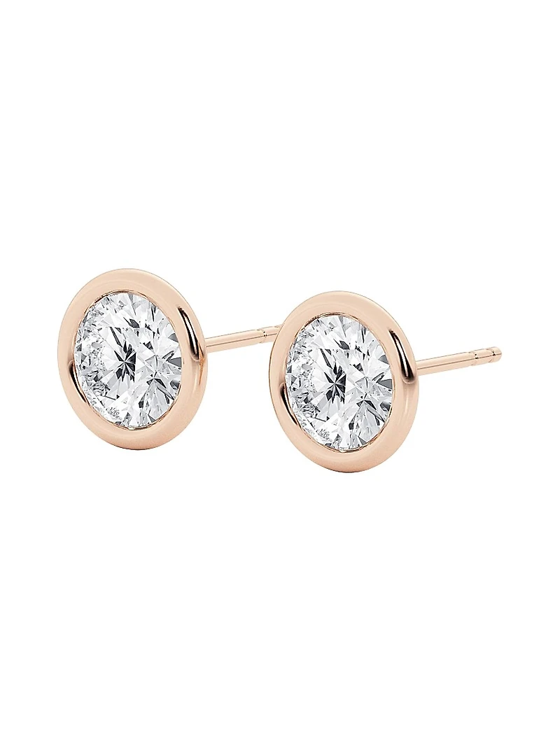 14K Gold & Diamond Bezel Stud Earrings/0.50.6.00 TCW