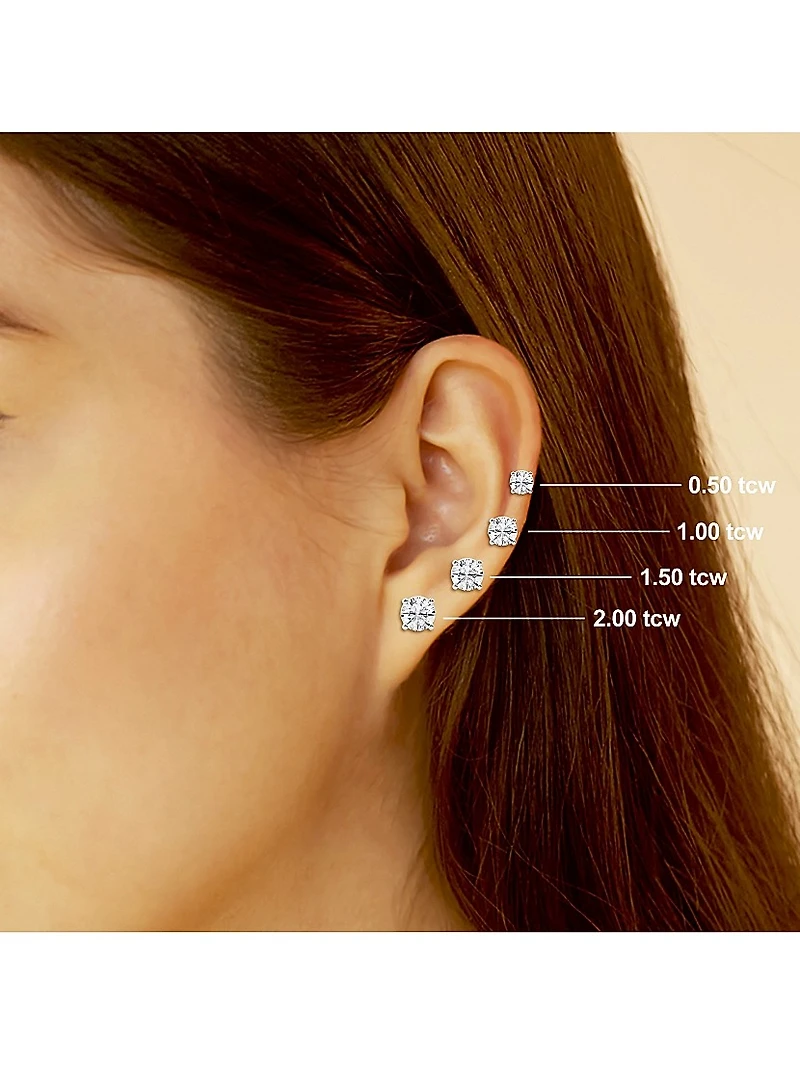 14K Gold & Diamond Bezel Stud Earrings/0.50.6.00 TCW