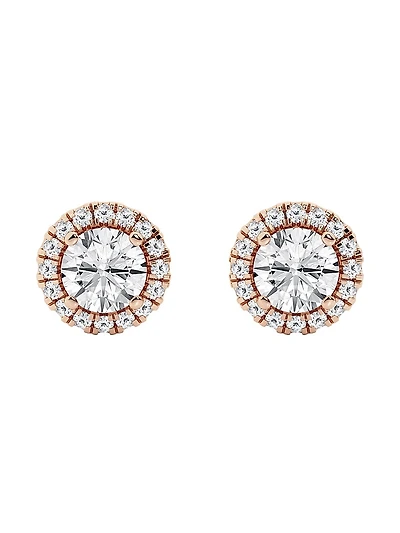 14K Gold & Diamond Round Halo Stud Earrings/0.64-2.41 TCW
