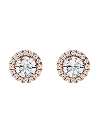 14K Gold & Diamond Round Halo Stud Earrings/0.64-2.41 TCW