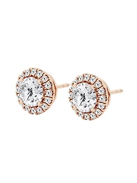 14K Gold & Diamond Round Halo Stud Earrings/0.64-2.41 TCW