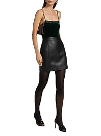 Aileen Lace-Trim Velvet Bodysuit