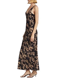 Clare Floral Silk Slip Gown