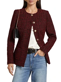 Wrenley Metallic Wool-Blend Tweed Jacket