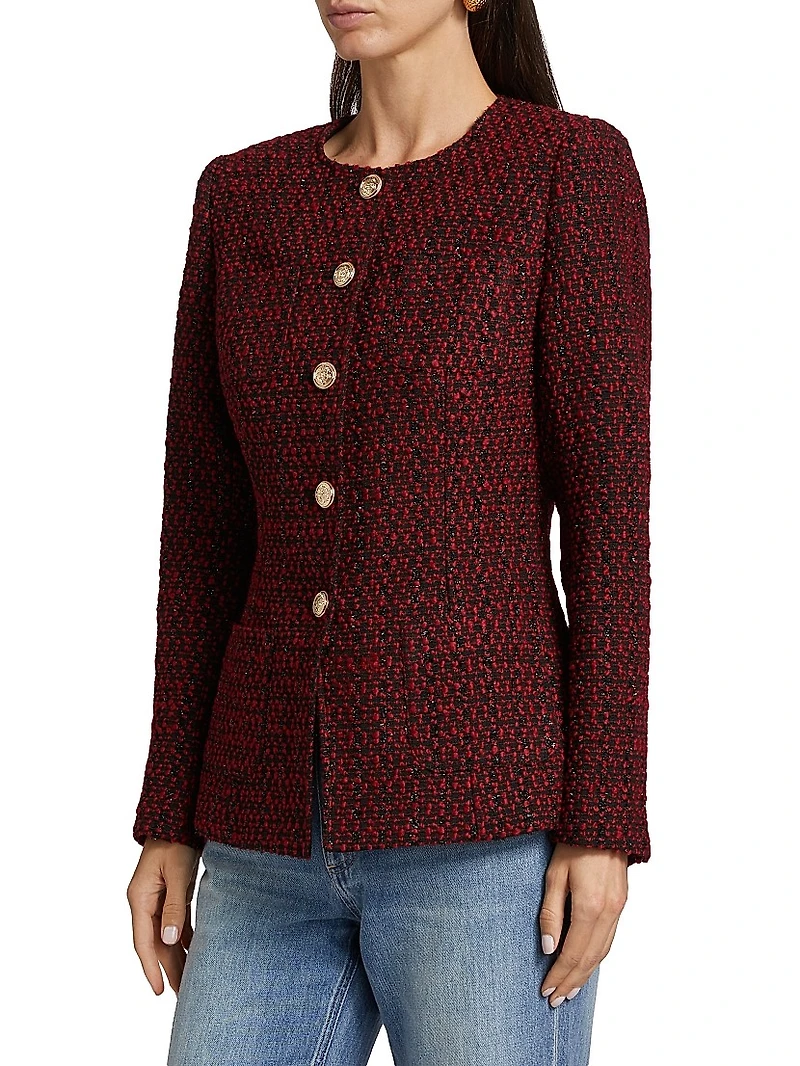 Wrenley Metallic Wool-Blend Tweed Jacket
