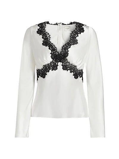 Ainslee Lace-Trimmed Silk Blouse