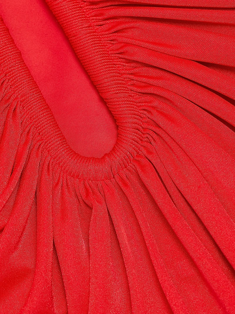 Victoria Ruched Jersey Halter A-Line Gown