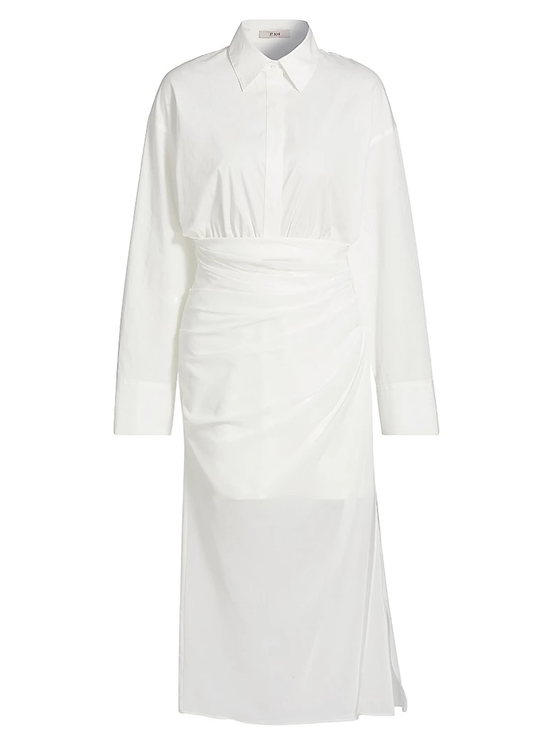 Hadley Wrap Poplin & Chiffon Shirtdress