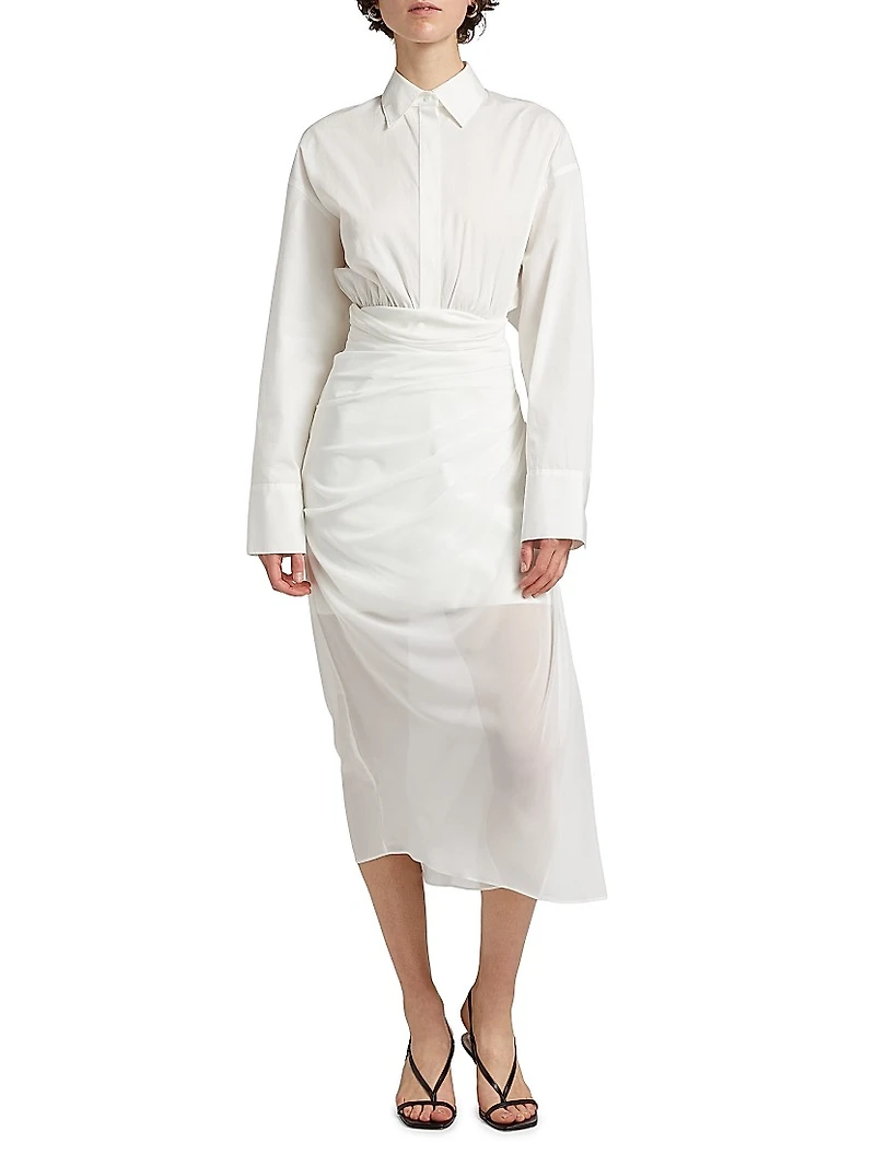 Hadley Wrap Poplin & Chiffon Shirtdress