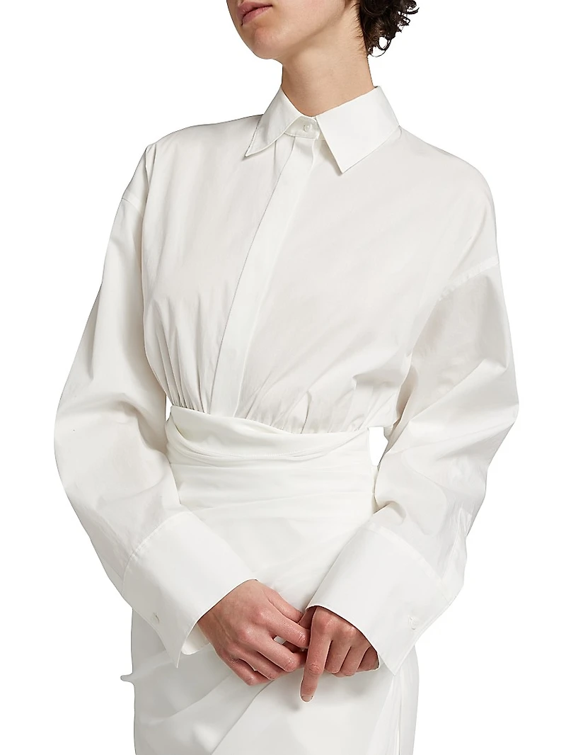Hadley Wrap Poplin & Chiffon Shirtdress