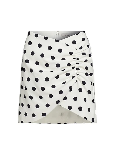 Arden Polka Dot Ruched Miniskirt